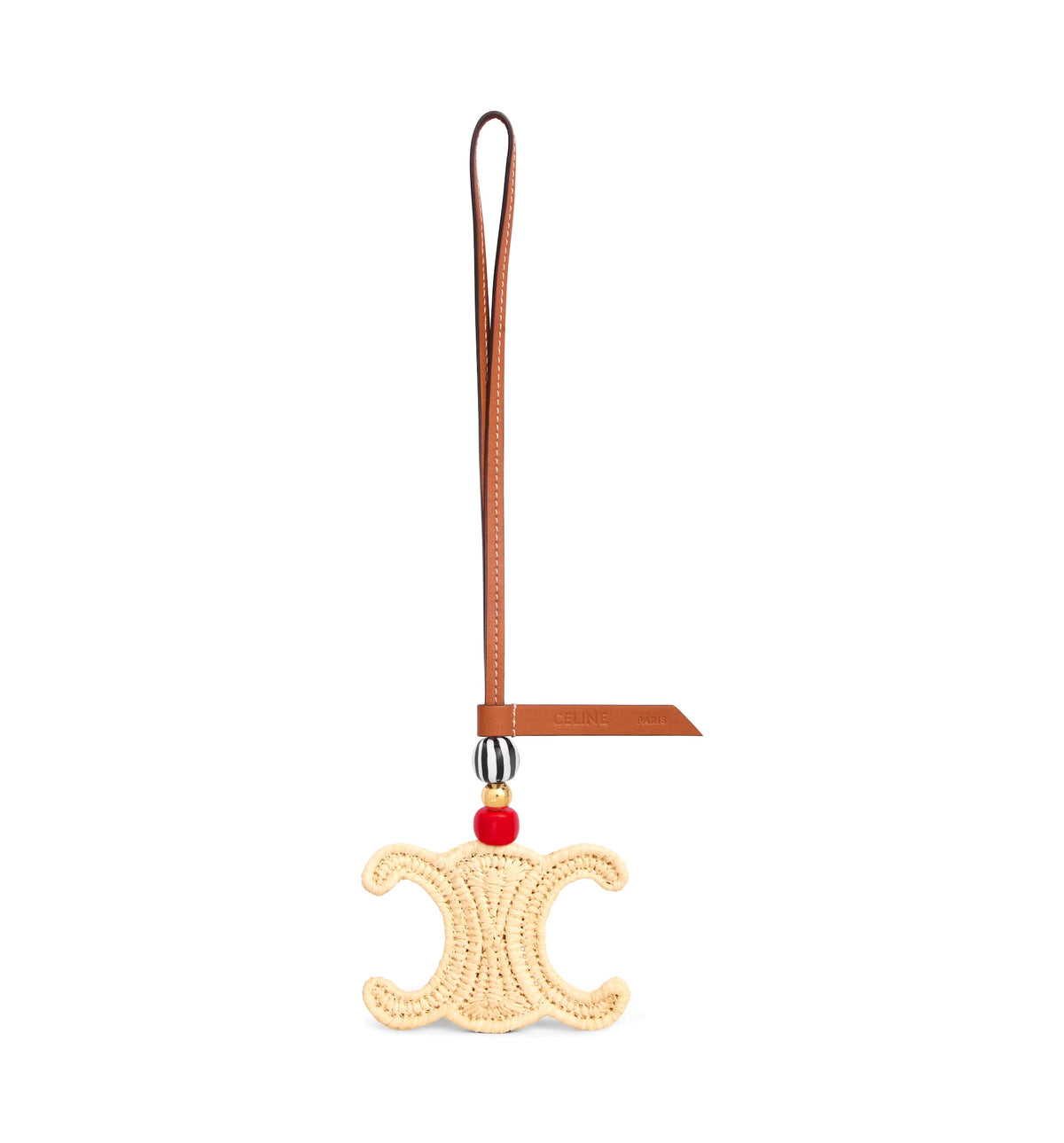 Triomphe Charm In Raffia And Natural Calfskin