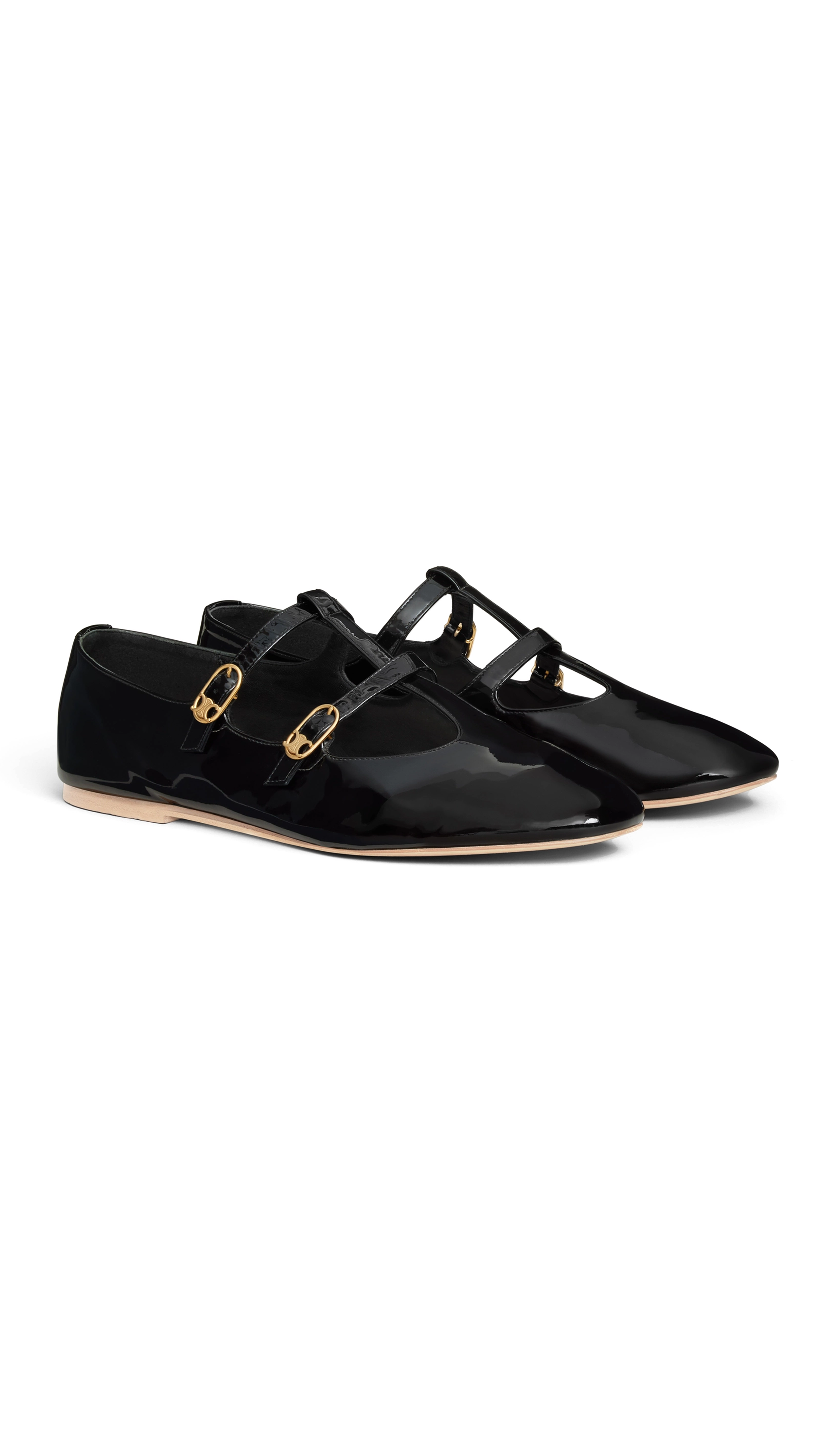 Les Ballerines Celine Babies in Patent Calfskin - Black