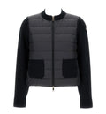 Black Padded Wool Zip-Up Cardigan