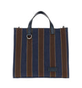 Fendi Small Pequin Striped Denim Tote Bag