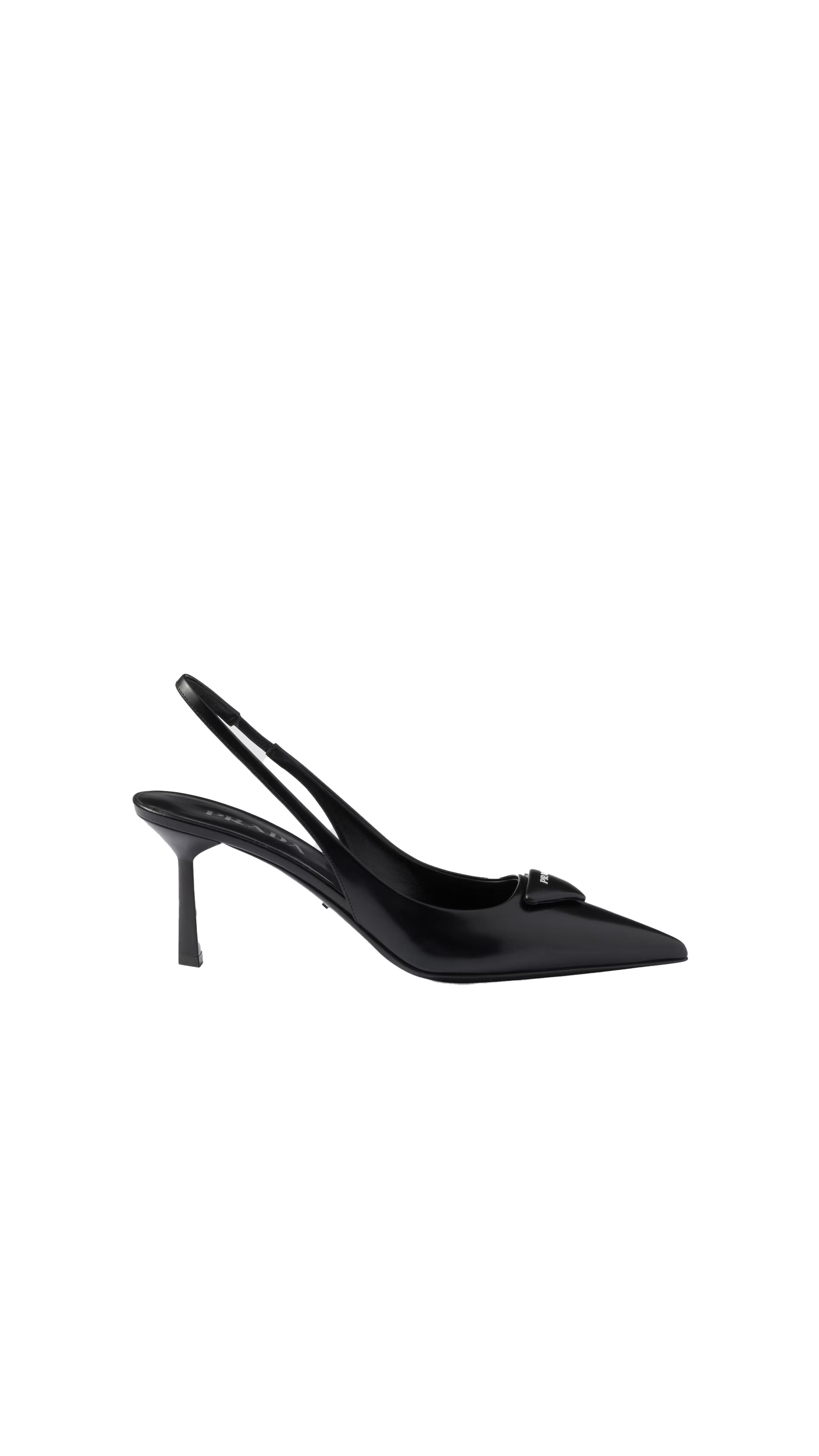 Brushed Leather Slingback Pumps - Black