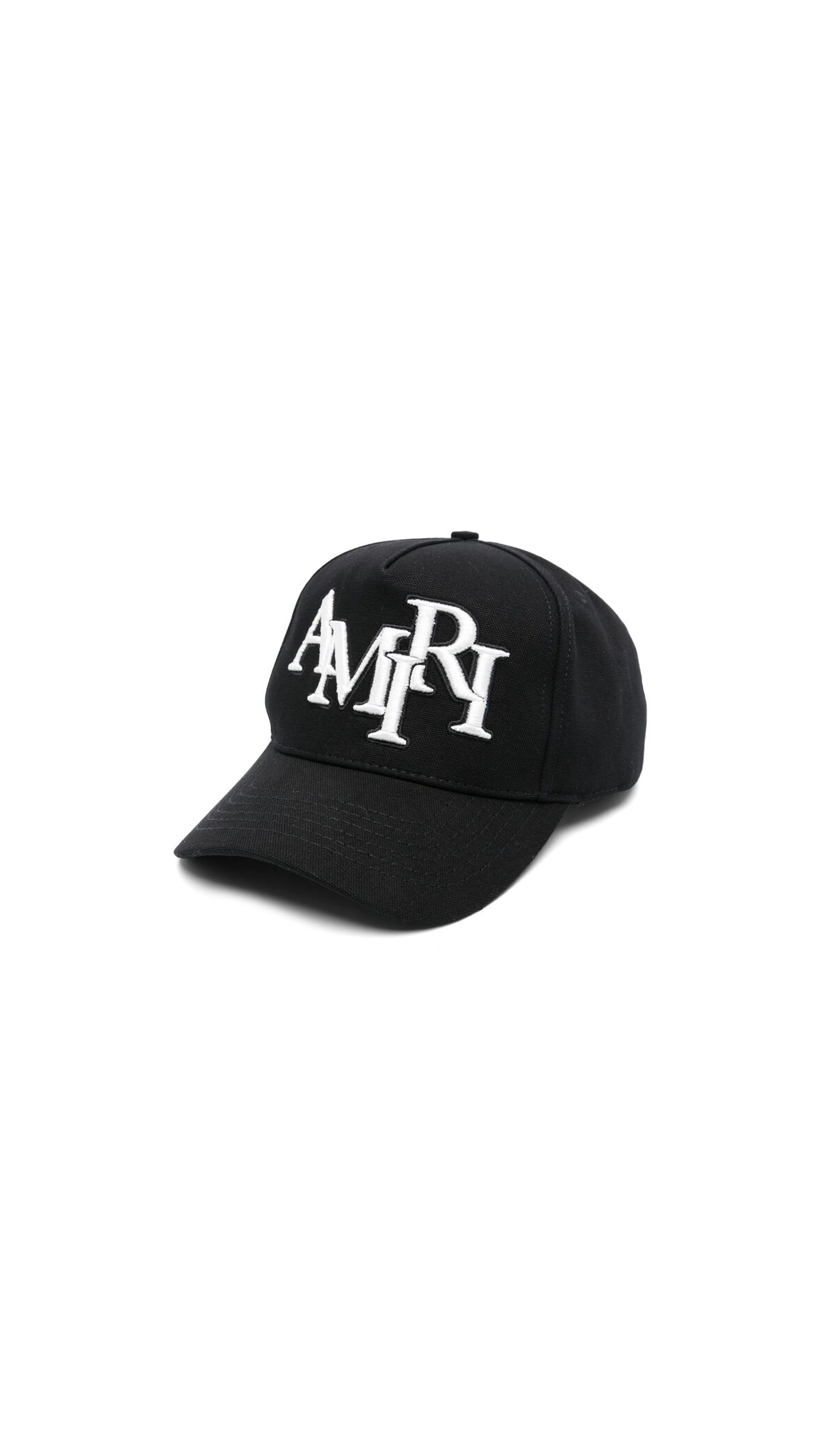 Staggered Logo Cap - Black/White