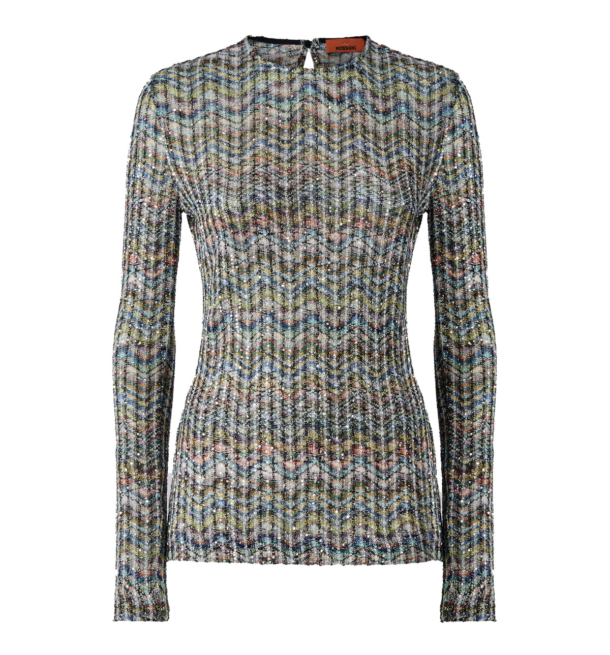 Long-sleeve viscose-blend sweater with sequins