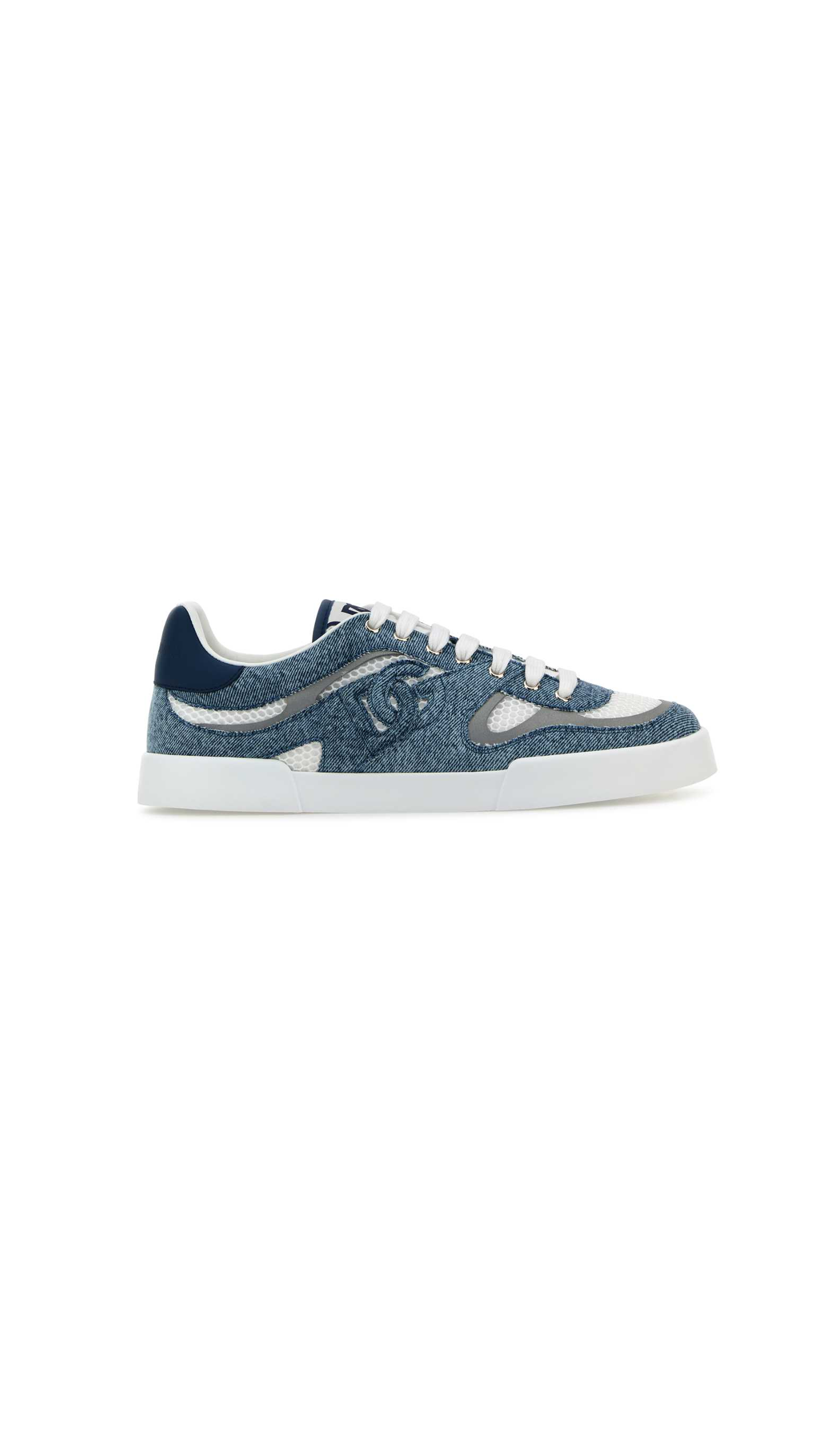 Calfskin Strobel Portofino Light Sneakers - White/Blue