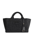 Large crochet tote bag with leather details