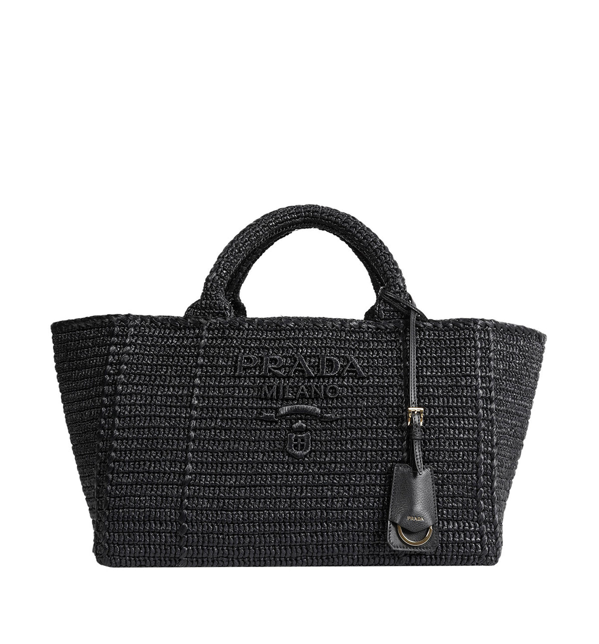 Large crochet tote bag with leather details