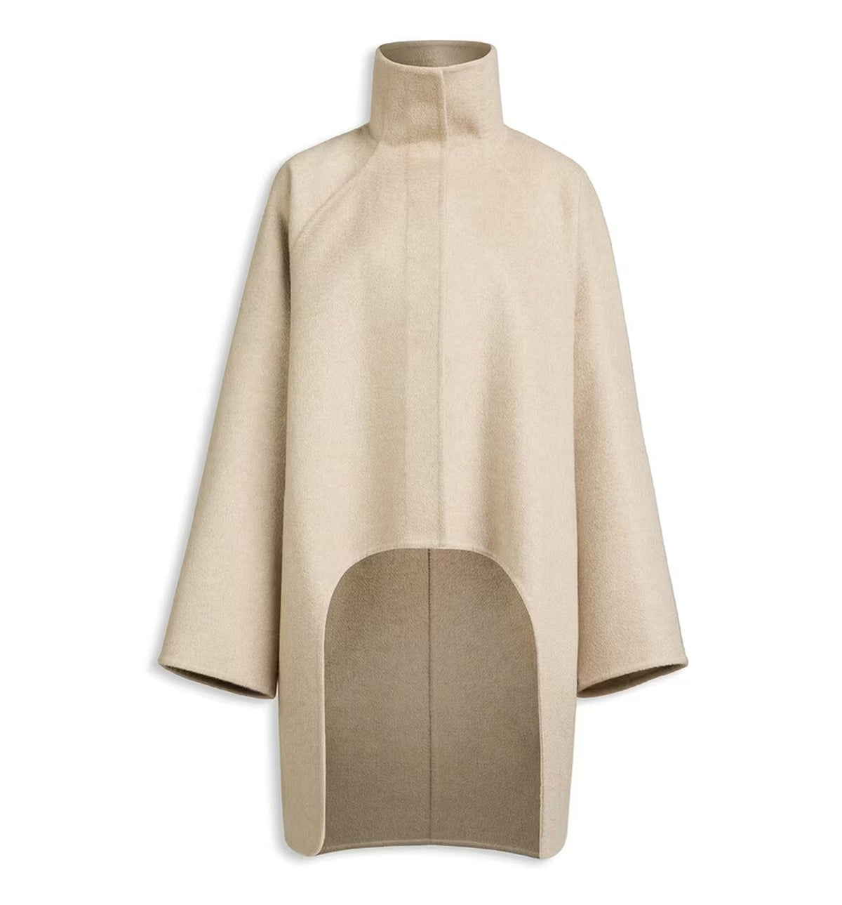 ASYMMETRIC DOUBLE FACE CACHMERE COAT