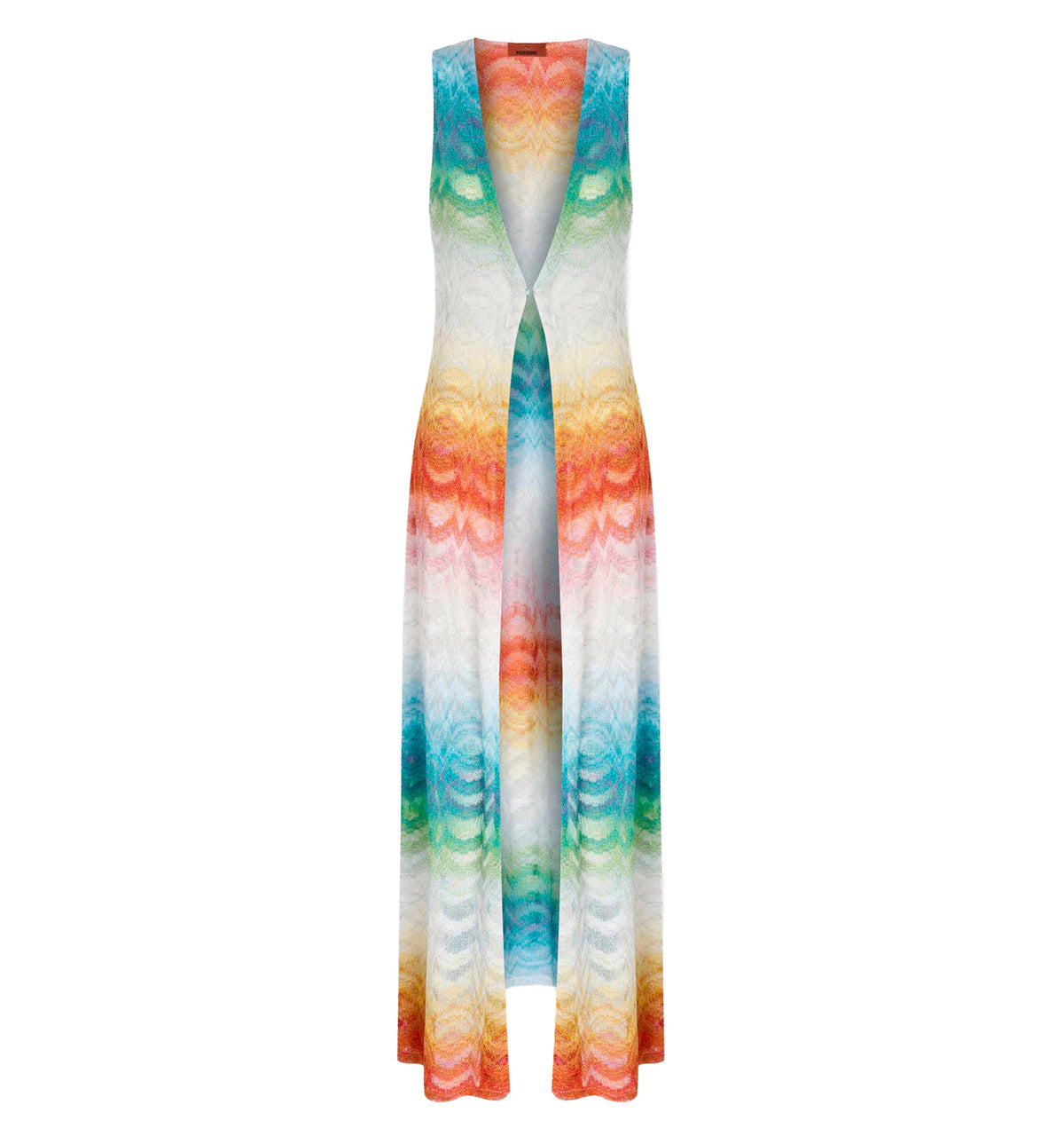 Long gilet cover-up in shaded lamé viscose