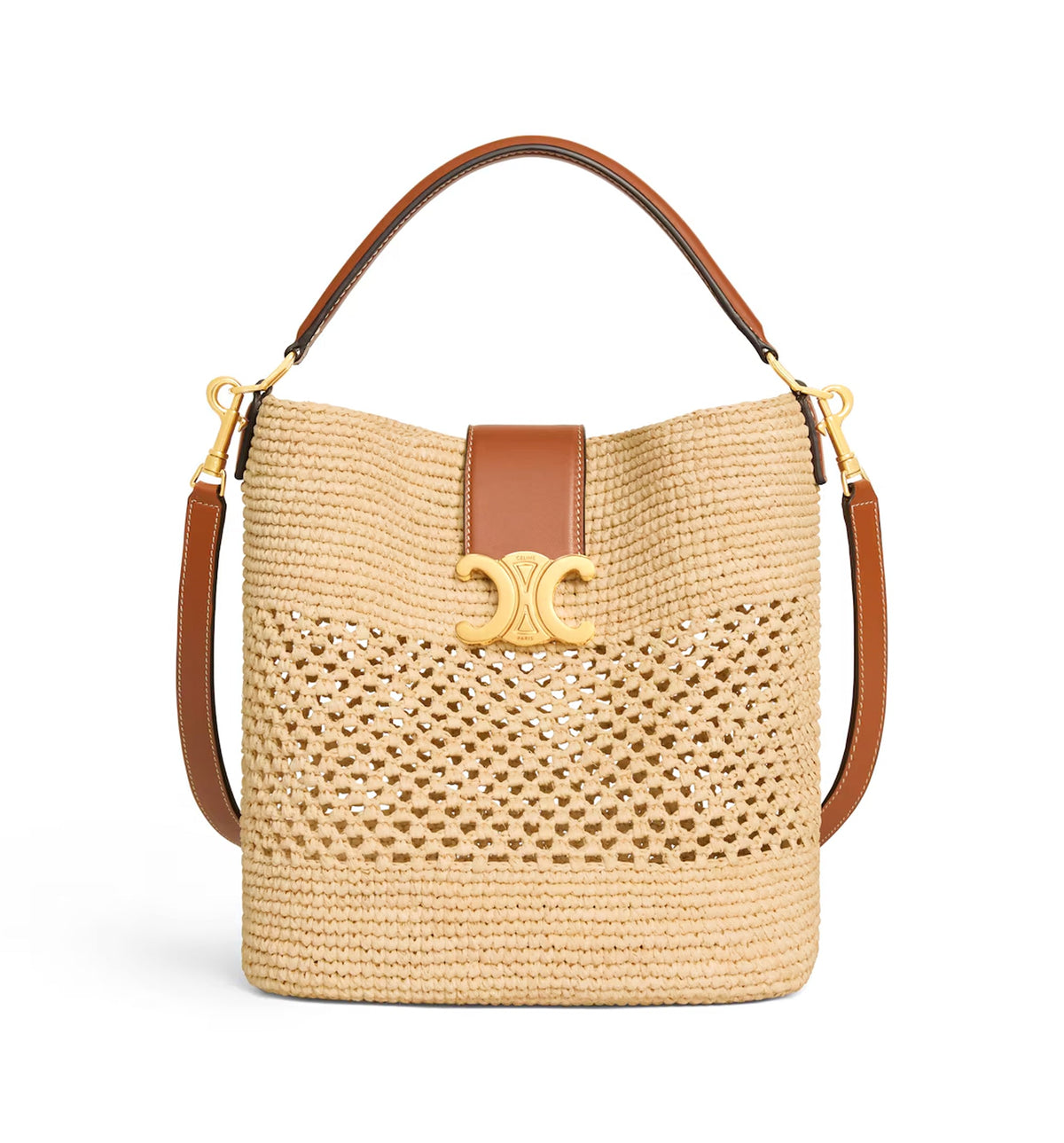 Medium Louise Bucket In Raffia And Calfskin