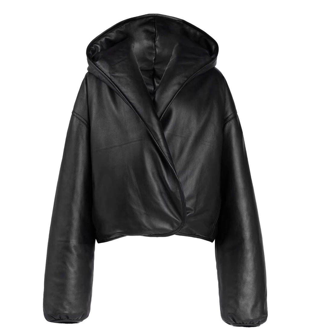 Hooded Leather Bomber