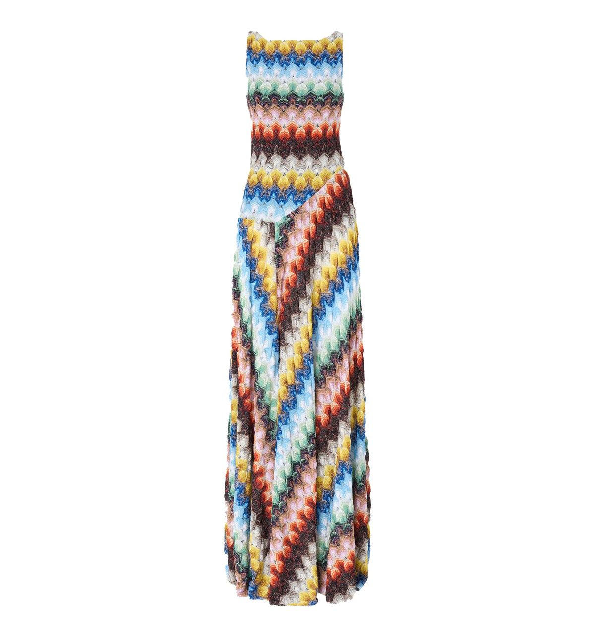 Long Dress In Lamé Viscose With Lace Motif