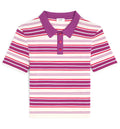 Polo sweater in striped cotton