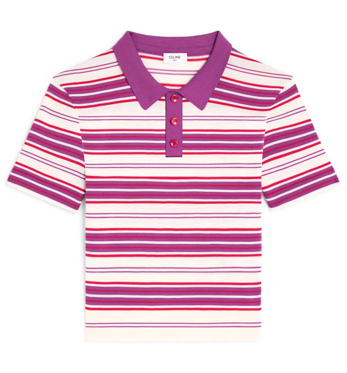 Polo sweater in striped cotton