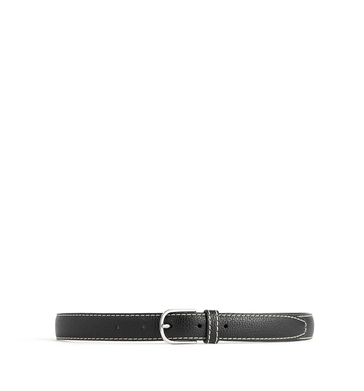 Slim grained-leather belt