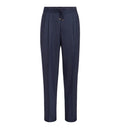 Virgin wool flannel trousers with drawstring and double pleats