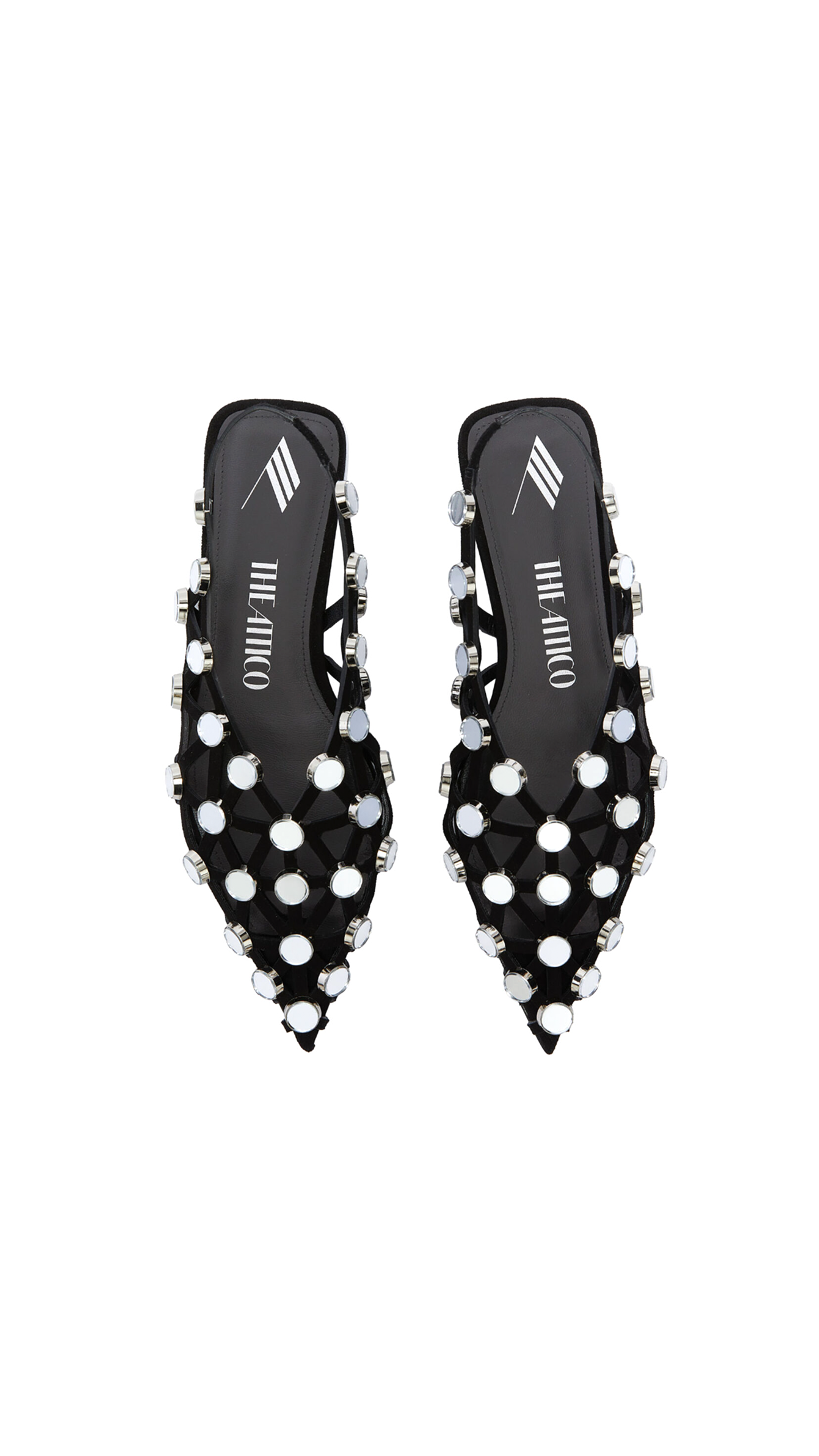 Grid Suede Ballerinas - Black