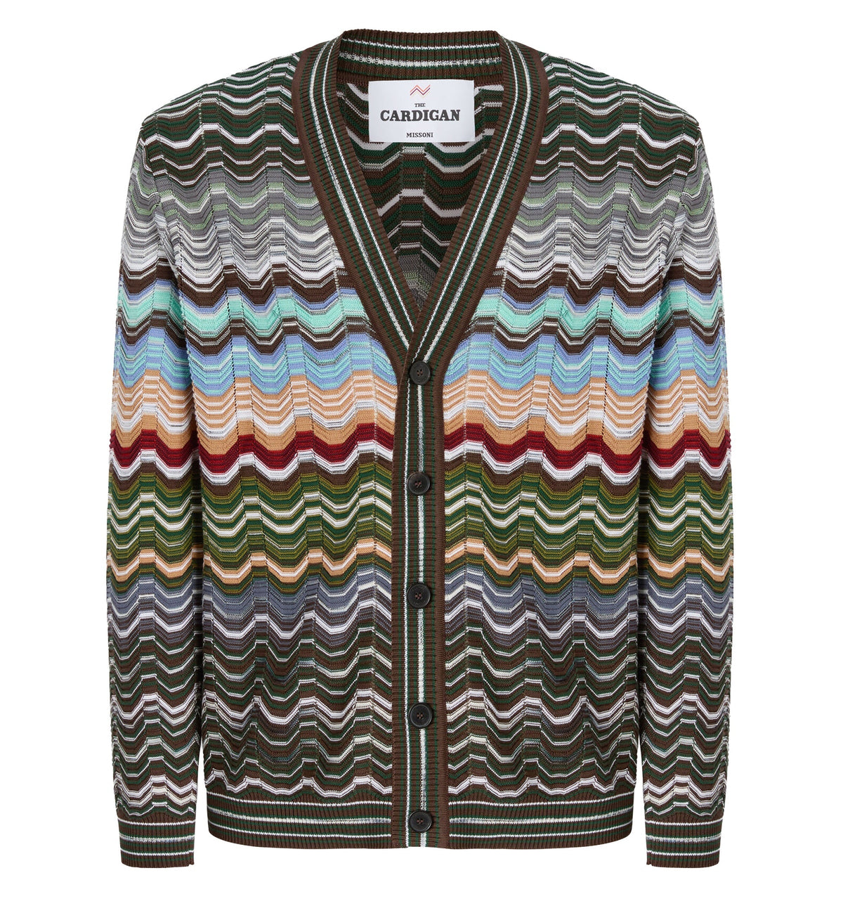 Cotton And Viscose Chevron Cardigan With Greek Motif