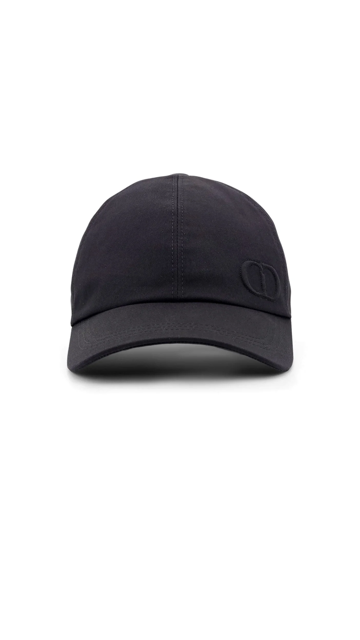 Cotton Baseball Hat With Embossed Cd Monogram - Black