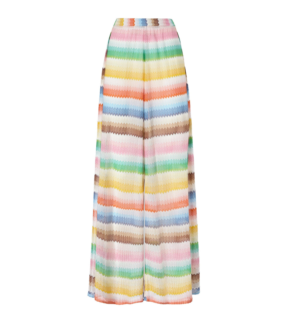 Beach Cover-Up Pants With Dégradé Zigzag Pattern And Slits