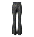 Flare trousers with woven Greek key motif