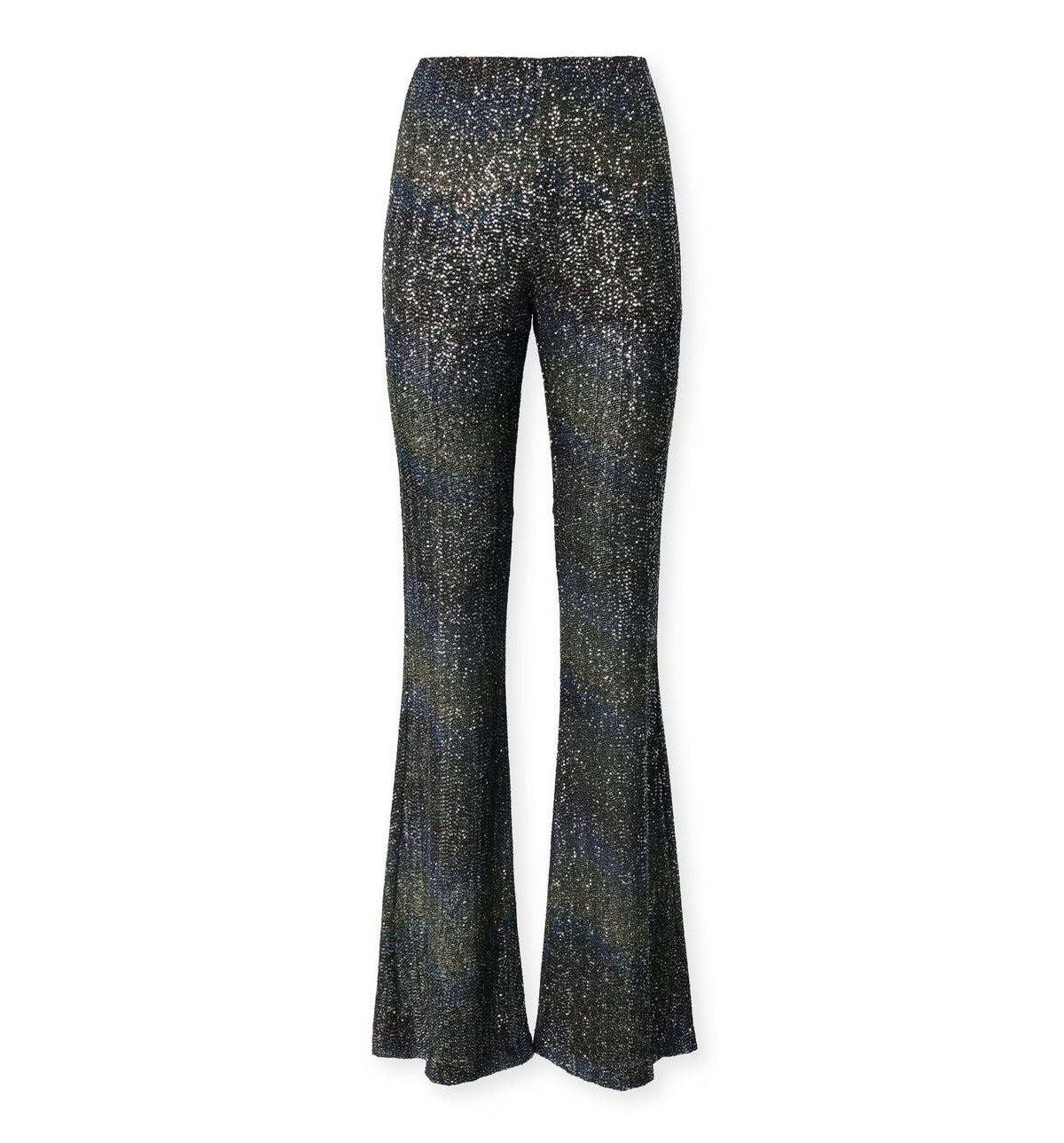 Flare trousers with woven Greek key motif