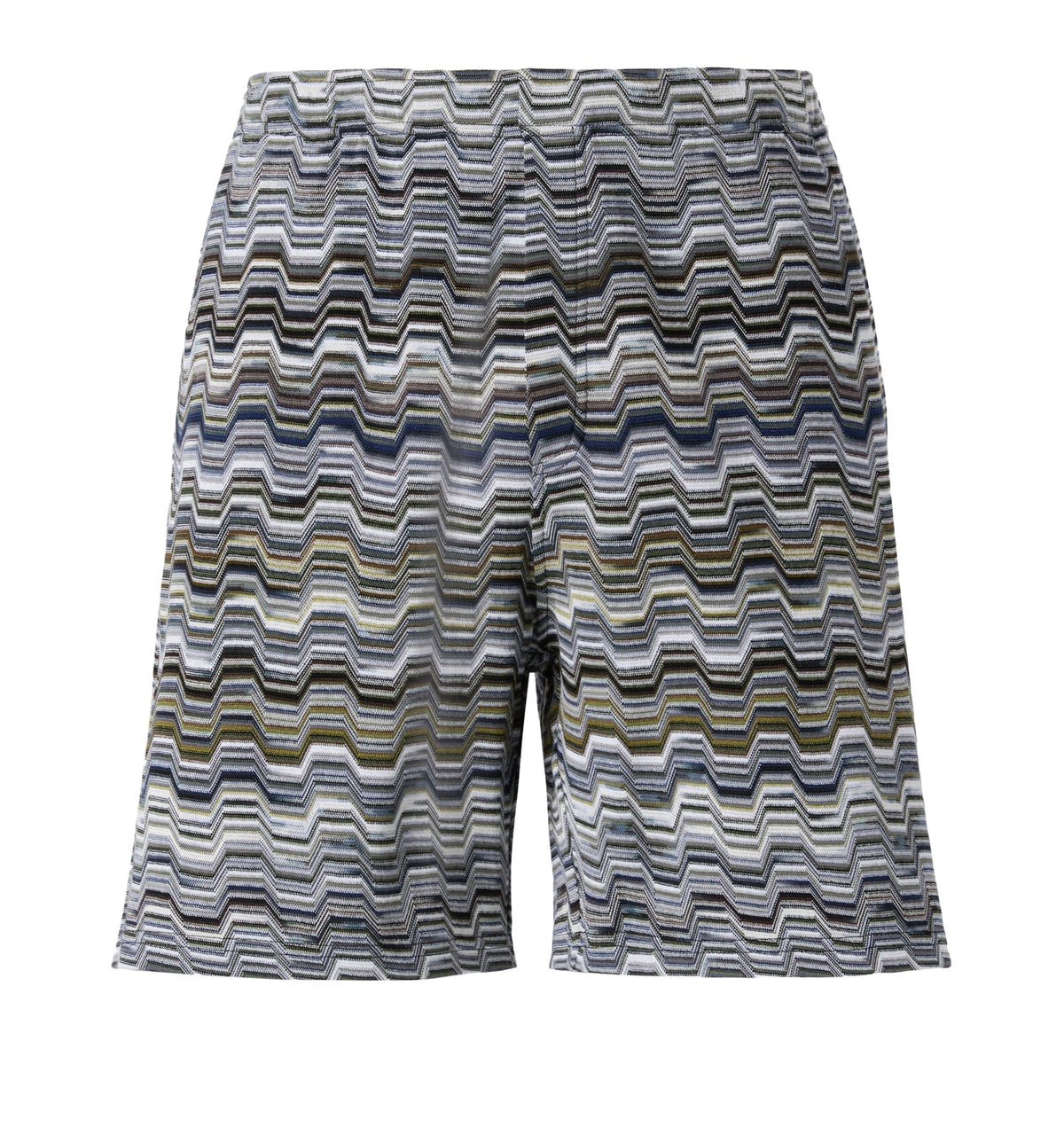 Cotton Shorts With Raschel Knit And Greek Motif
