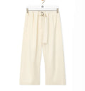 Cropped Belted Trousers In Cotton And Silk