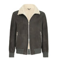Suede curly shearling bomber jacket