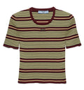Short-Sleeved Striped Cotton Sweater