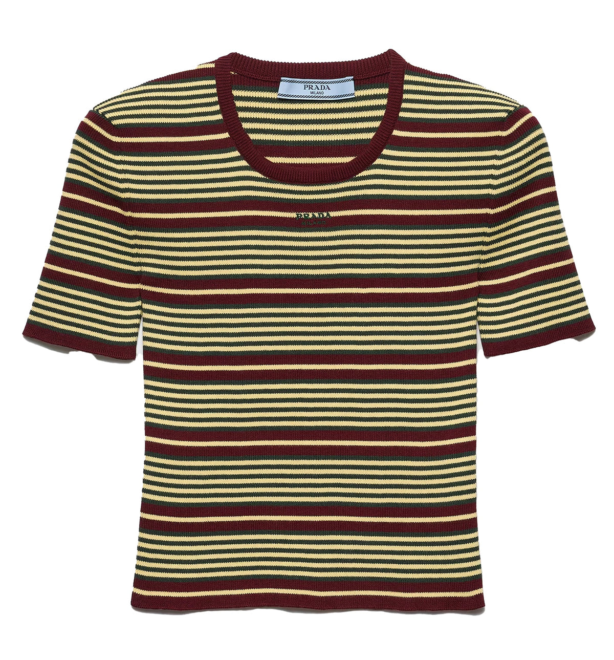 Short-Sleeved Striped Cotton Sweater