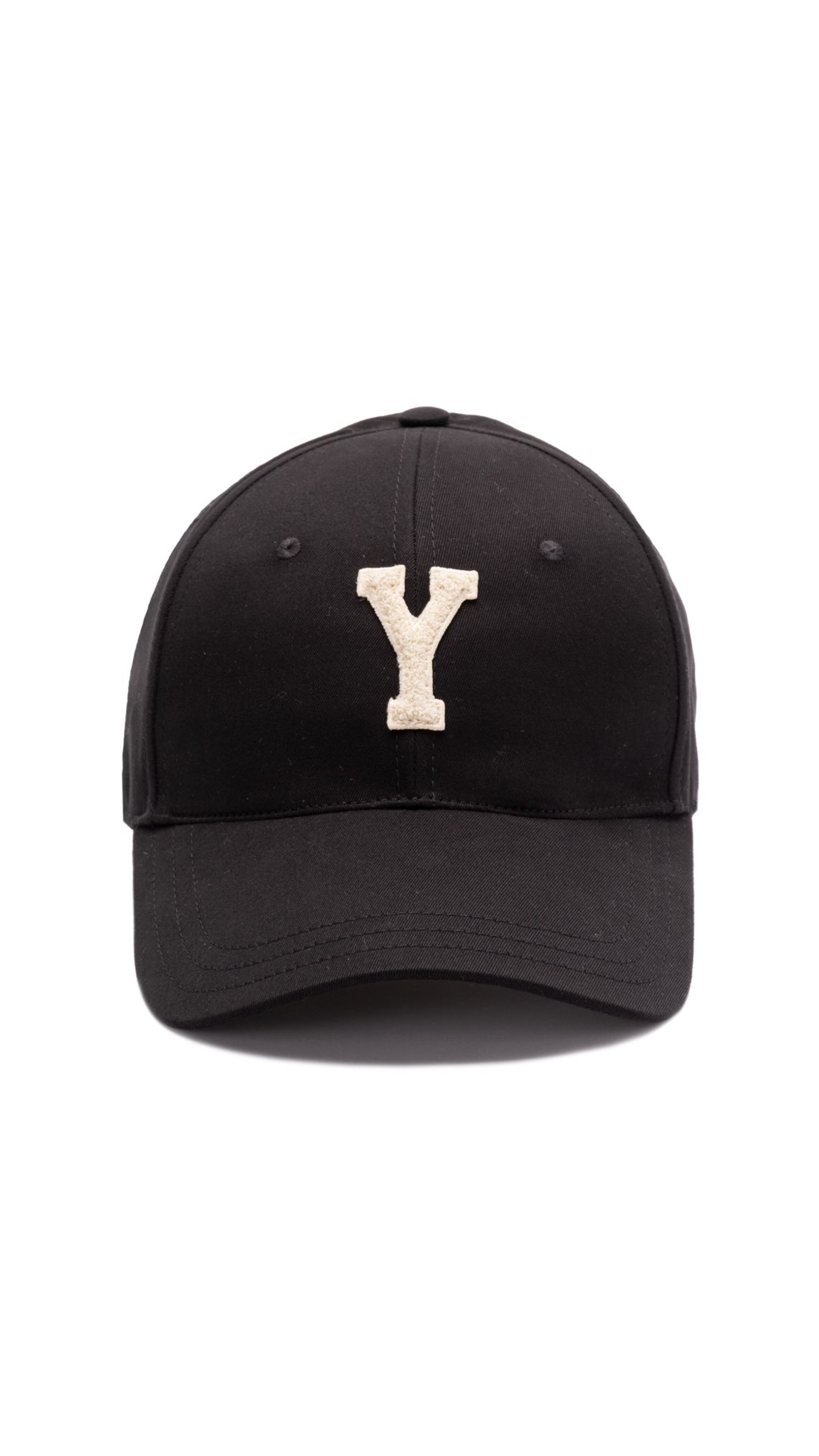 Y Varsity Cap in Gabardine - Black/Ivory