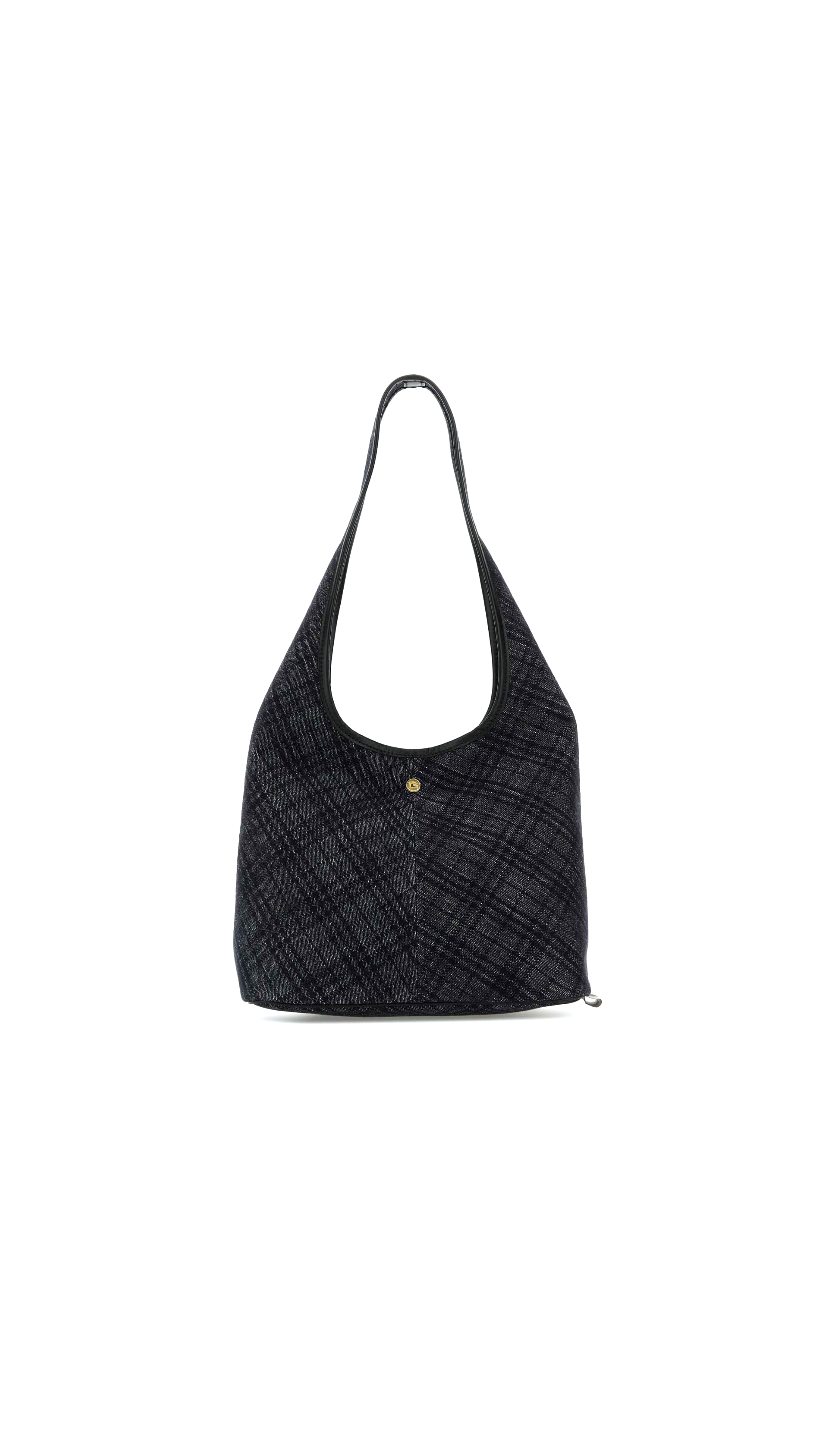Checked Denim Shoulder Bag - Denim