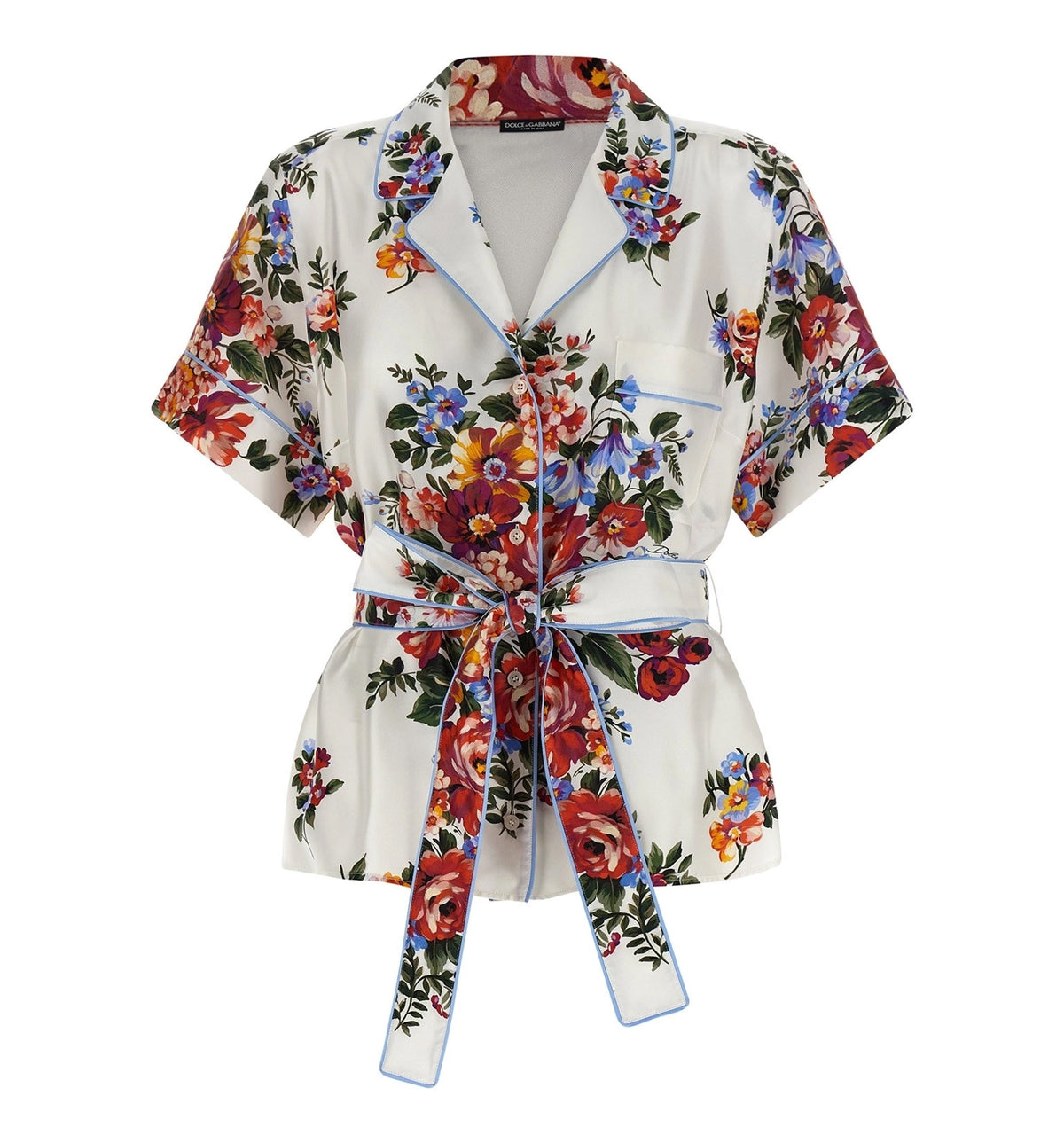 Flower Bouquet-Print Twill Vanity Shirt