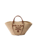 Large raffia and leather shopping bag