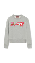 Floral Printed Web Sweatshirt - Grey