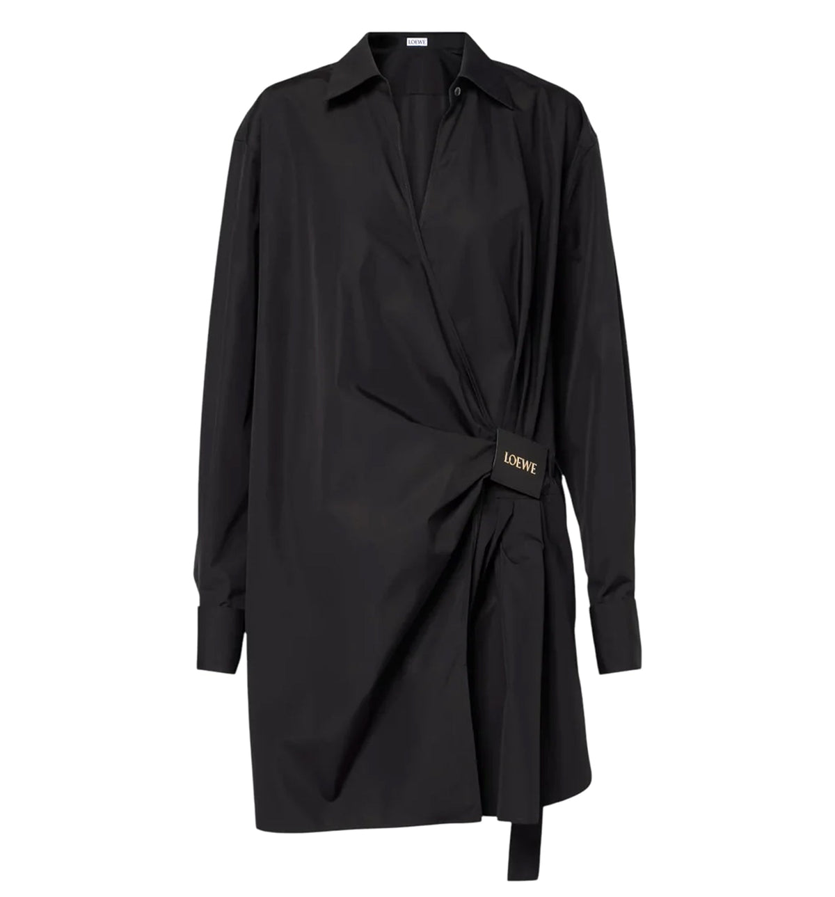 Draped Shirt Dress in Cotton
