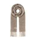 Fendi Logo Intarsia-Knit Fringed Scarf