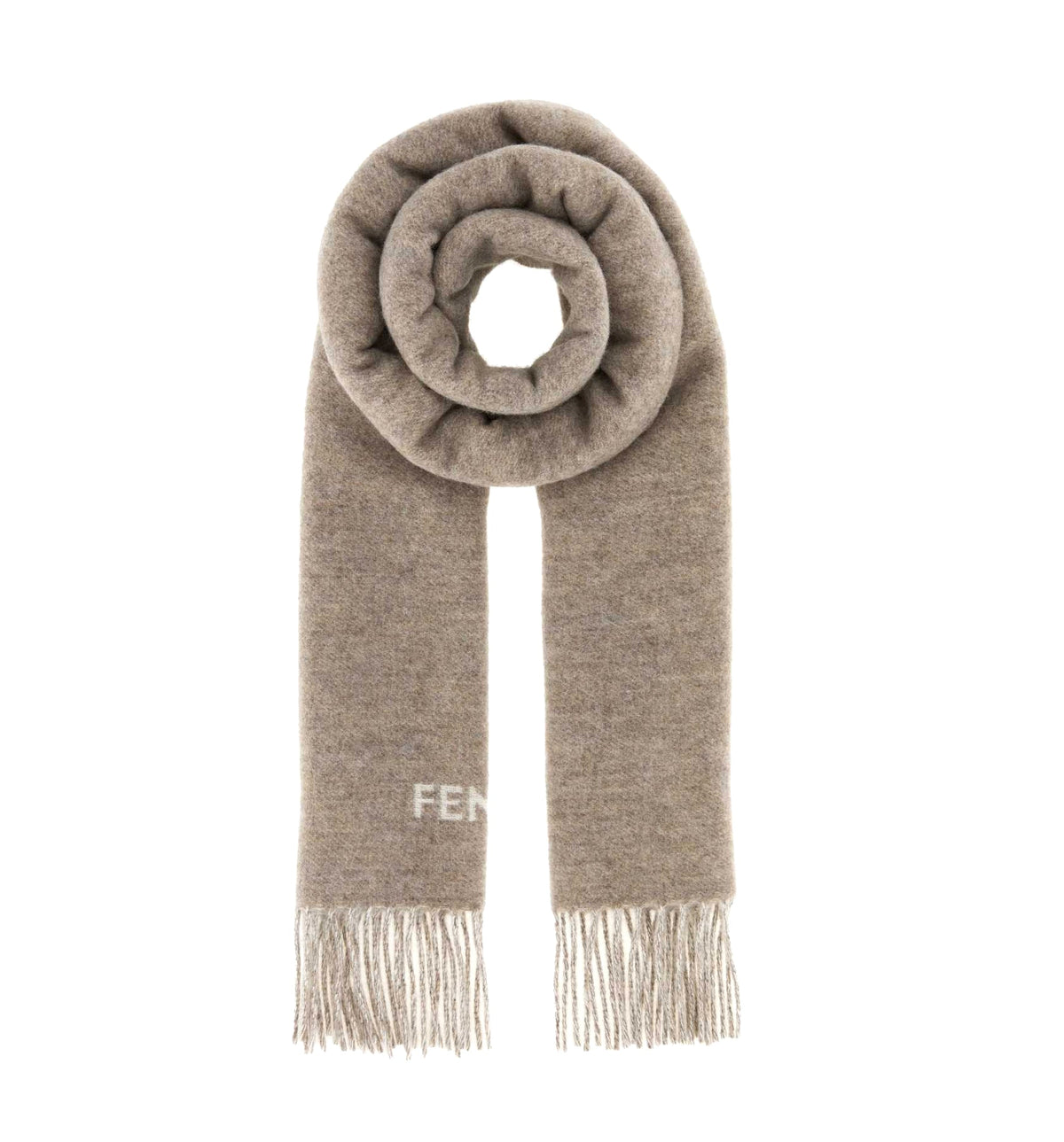 Fendi Logo Intarsia-Knit Fringed Scarf