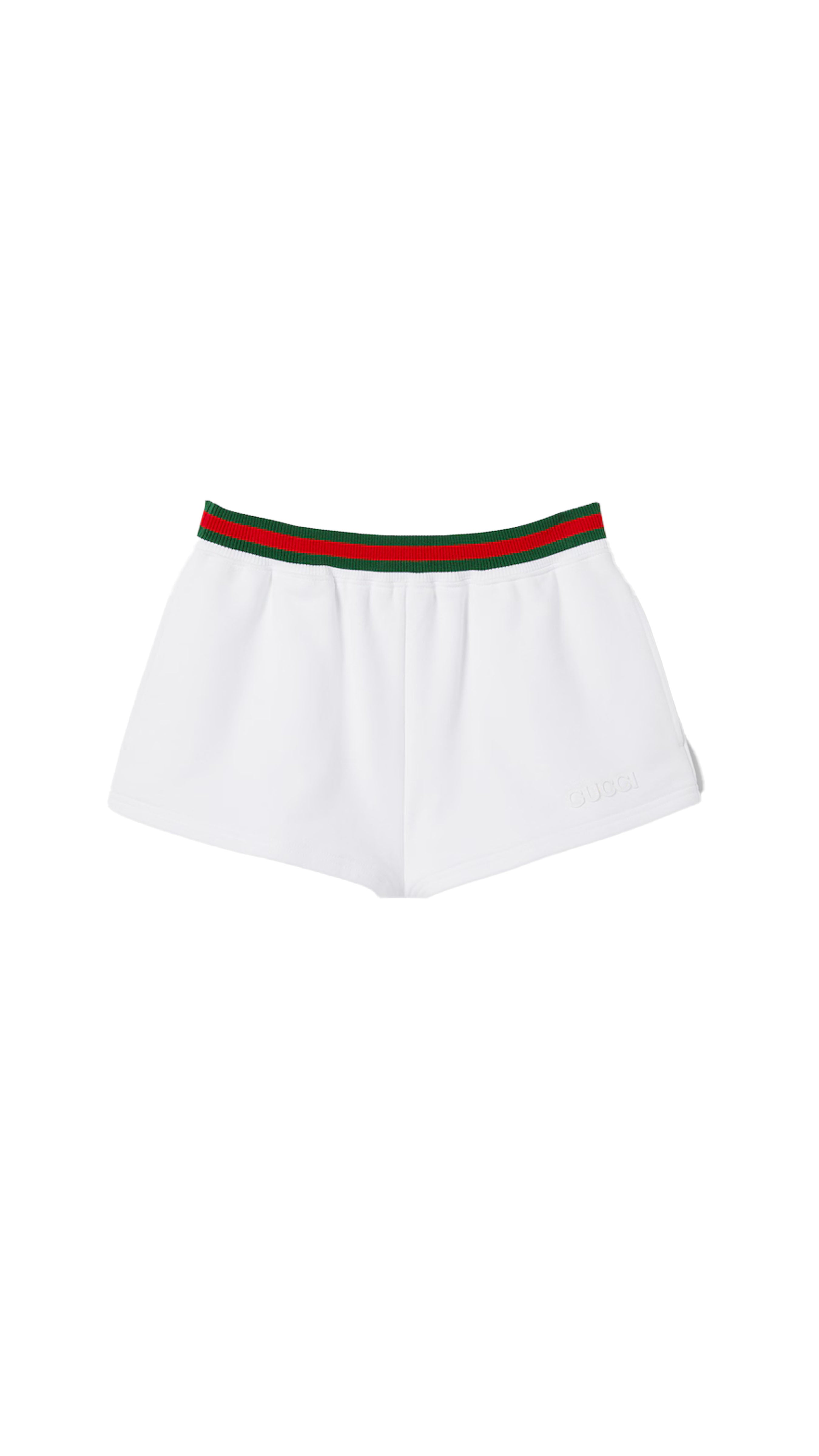 Cotton Jersey Shorts with Web - White