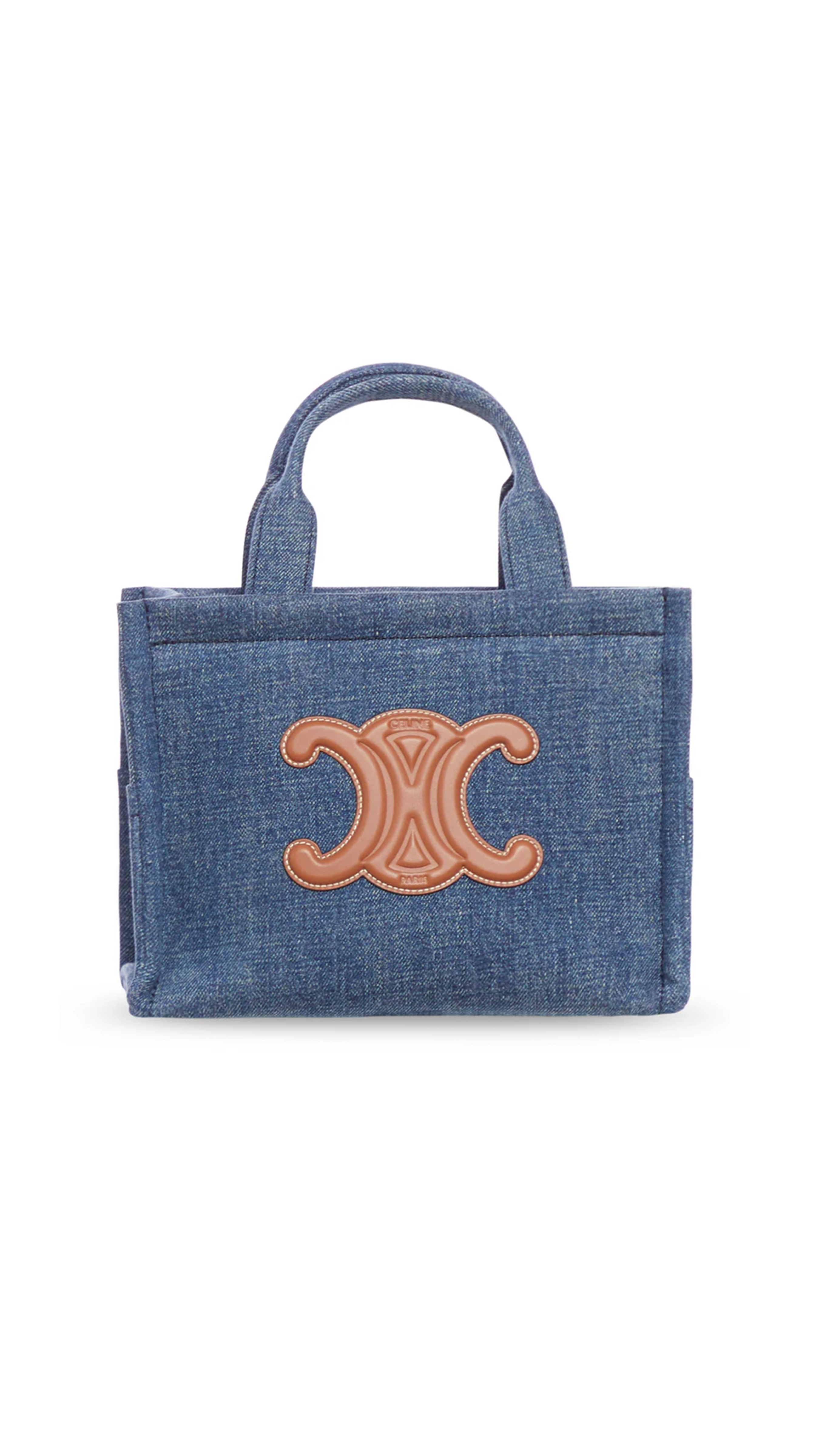 Small Cabas Thais in Denim and Calfskin - Navy