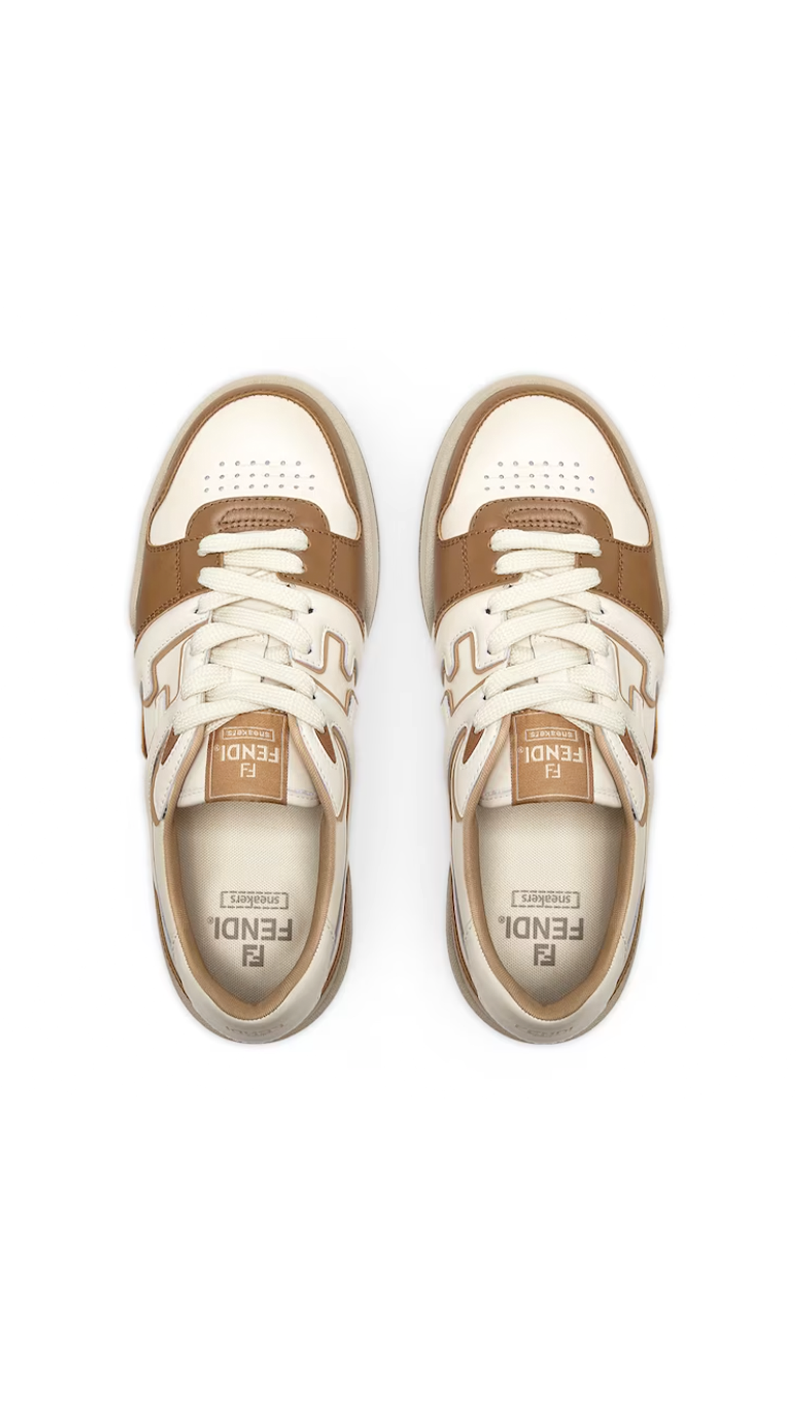 Fendi Match Leather Sneakers - White/Brown