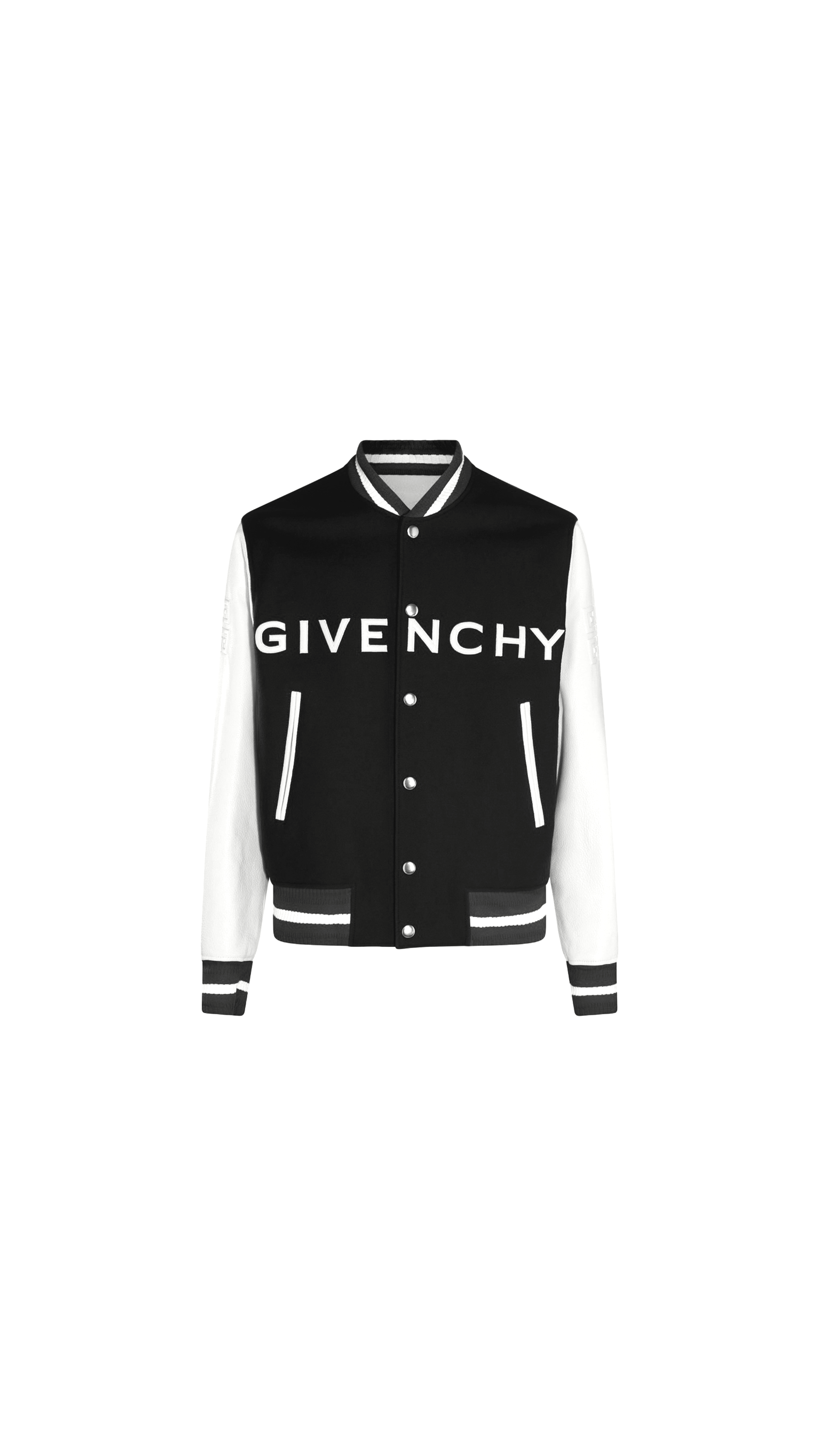 Varsity Jacket In Wool And Leather - Black / White