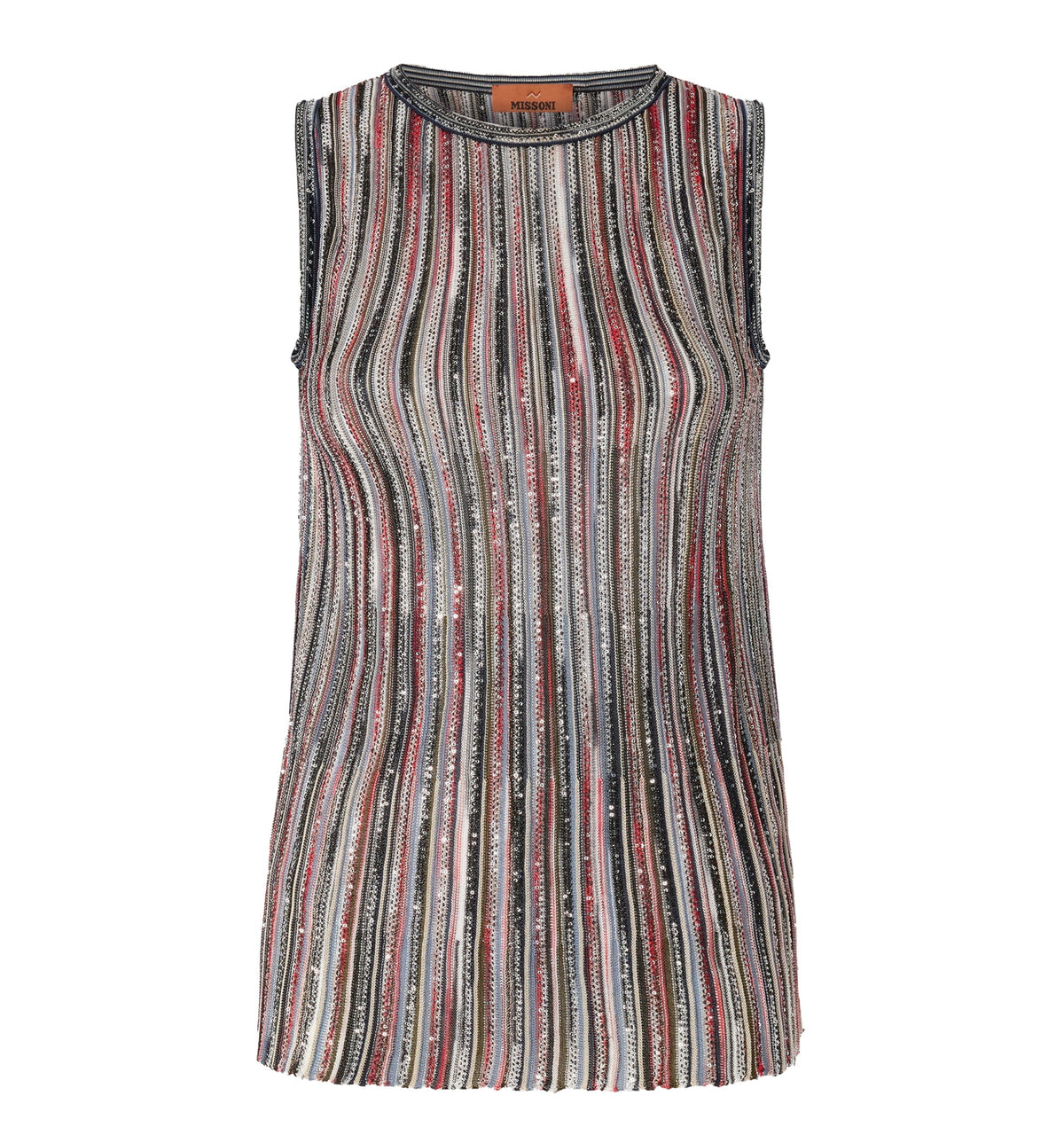Ribbed Mixed Viscose Sleeveless Top with Sequins