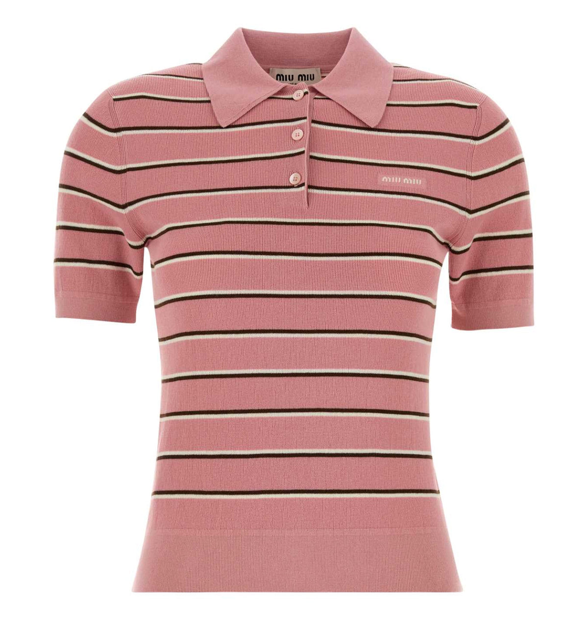 Striped Cotton Knit Polo Shirt