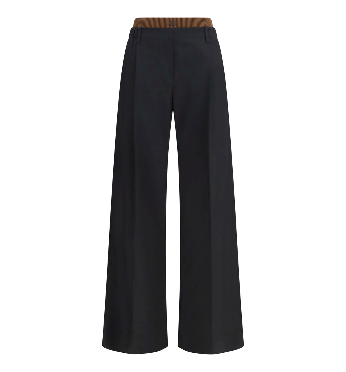 Wide-Leg Pants with Ribbed Waistband