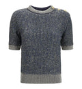 Short-sleeve sequined Sweater with buttons