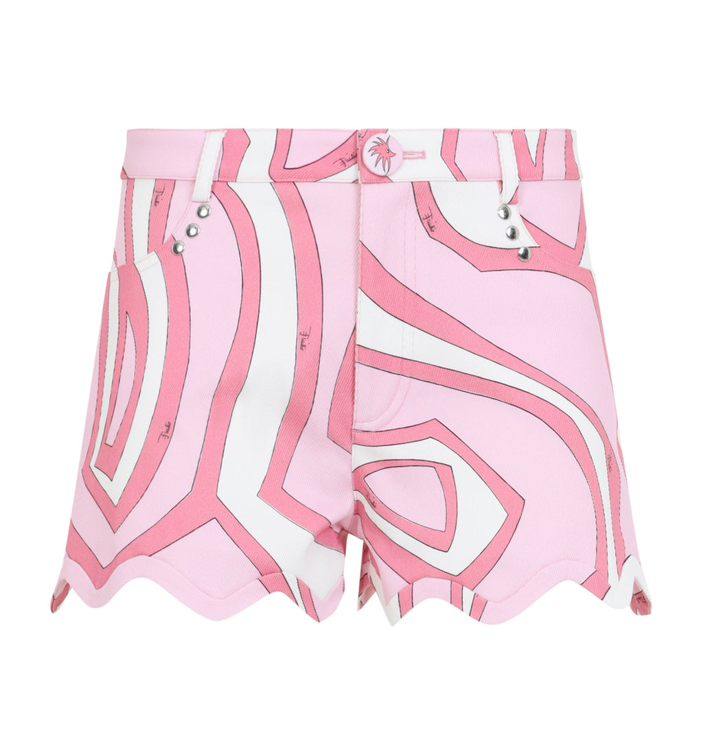 Printed Scalloped Bermuda Shorts