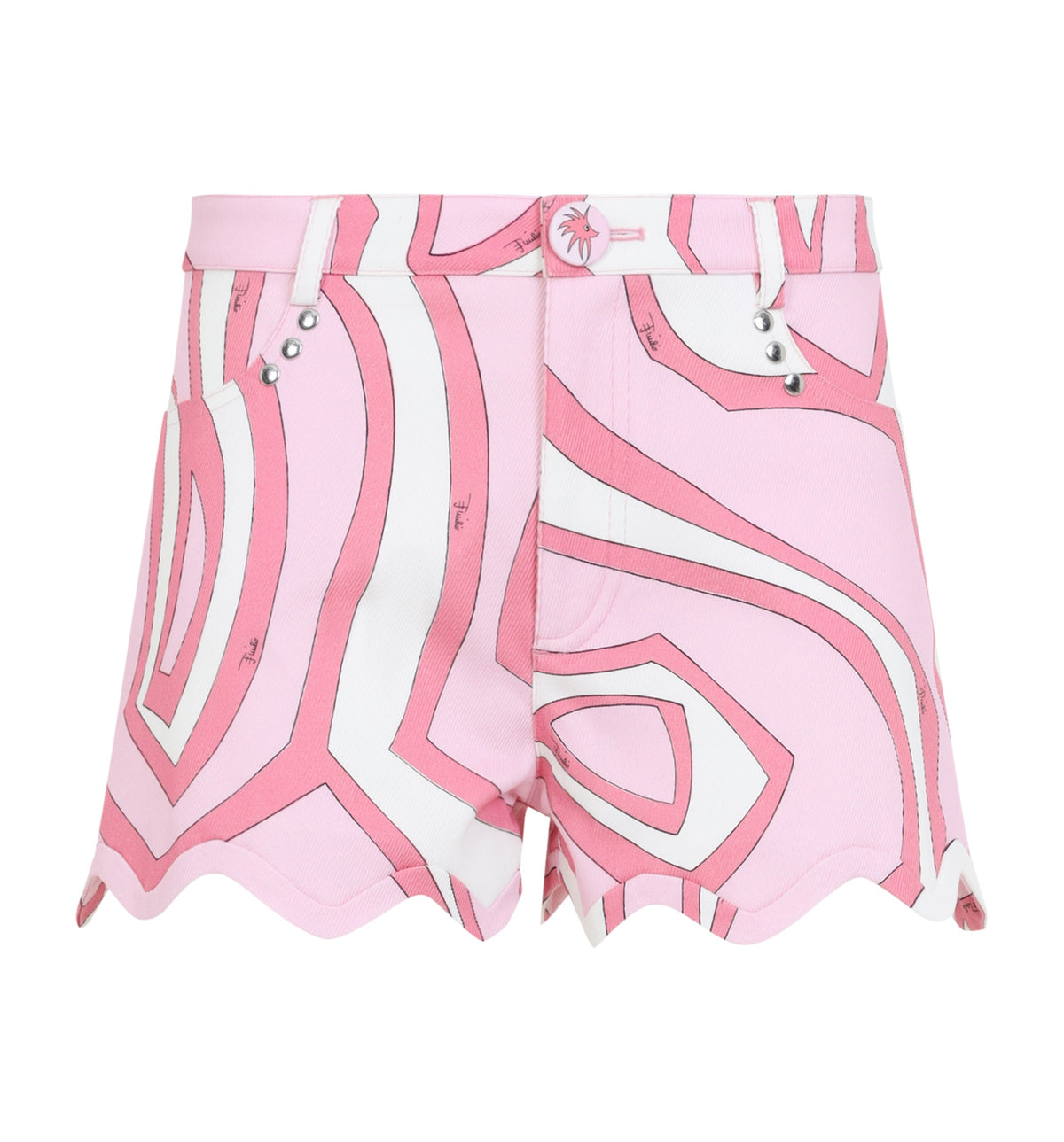Printed Scalloped Bermuda Shorts
