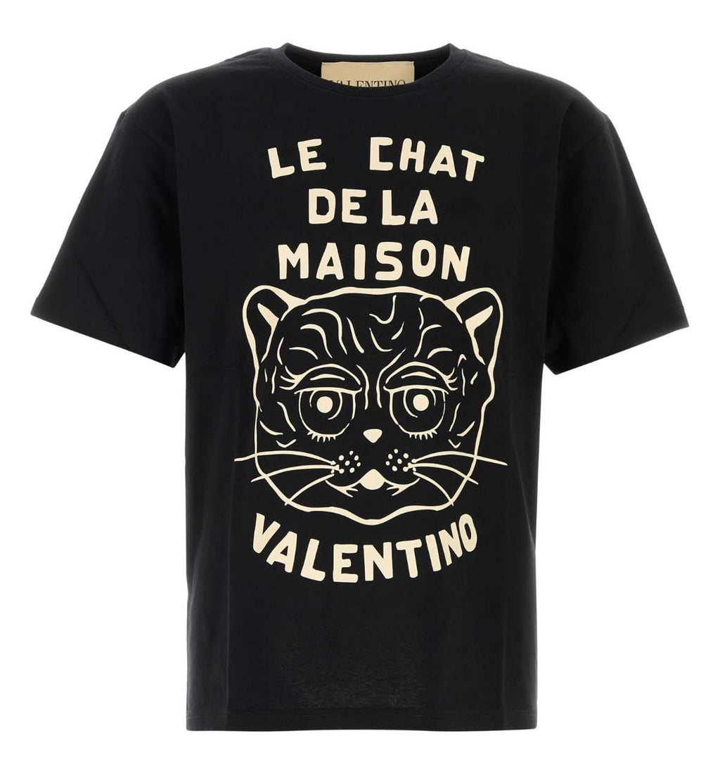 Cotton T-Shirt With Le Chat De La Maison Print