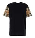 Check Sleeve Cotton T-Shirt